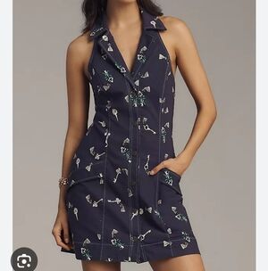 Anthropologie Maeve Bow And Key Mini Halter Dress